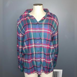 American Eagle Multicolor Boyfriend Fit Flannel💙💗💚